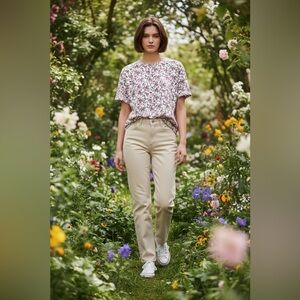 LOFT Everyday Crew T-Shirt in Floral Berry Print